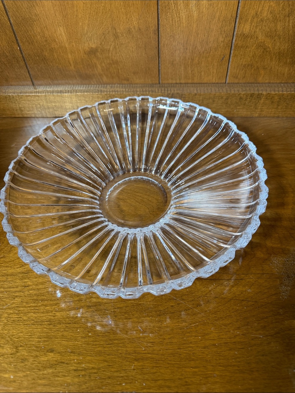 Clear Glass Serving Platter - Elegant Radial Design